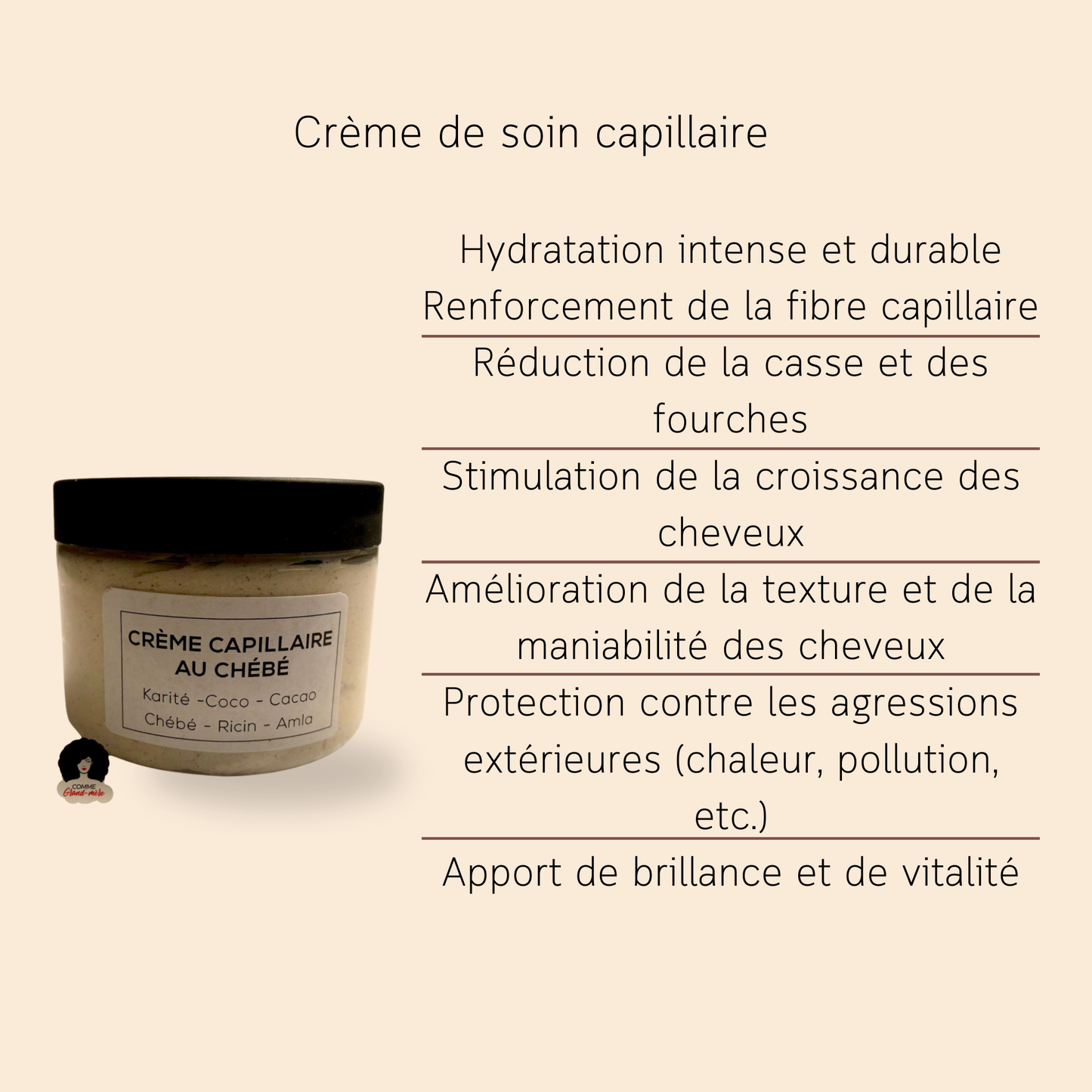 Routine Capilaire au Chébé Huile et crème - Soin profond et hydratation
