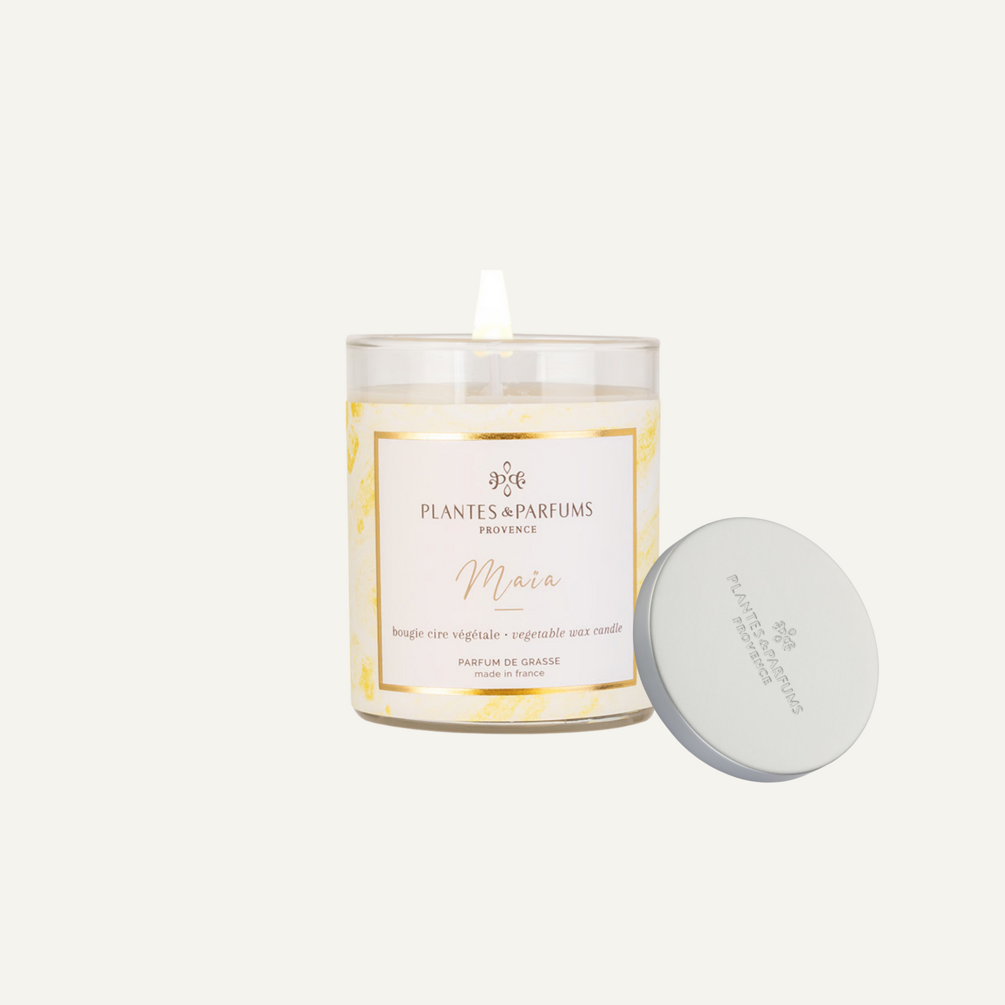 Bougie végétale parfumée - Maïa - Sève de pin - 180 g avec Capot