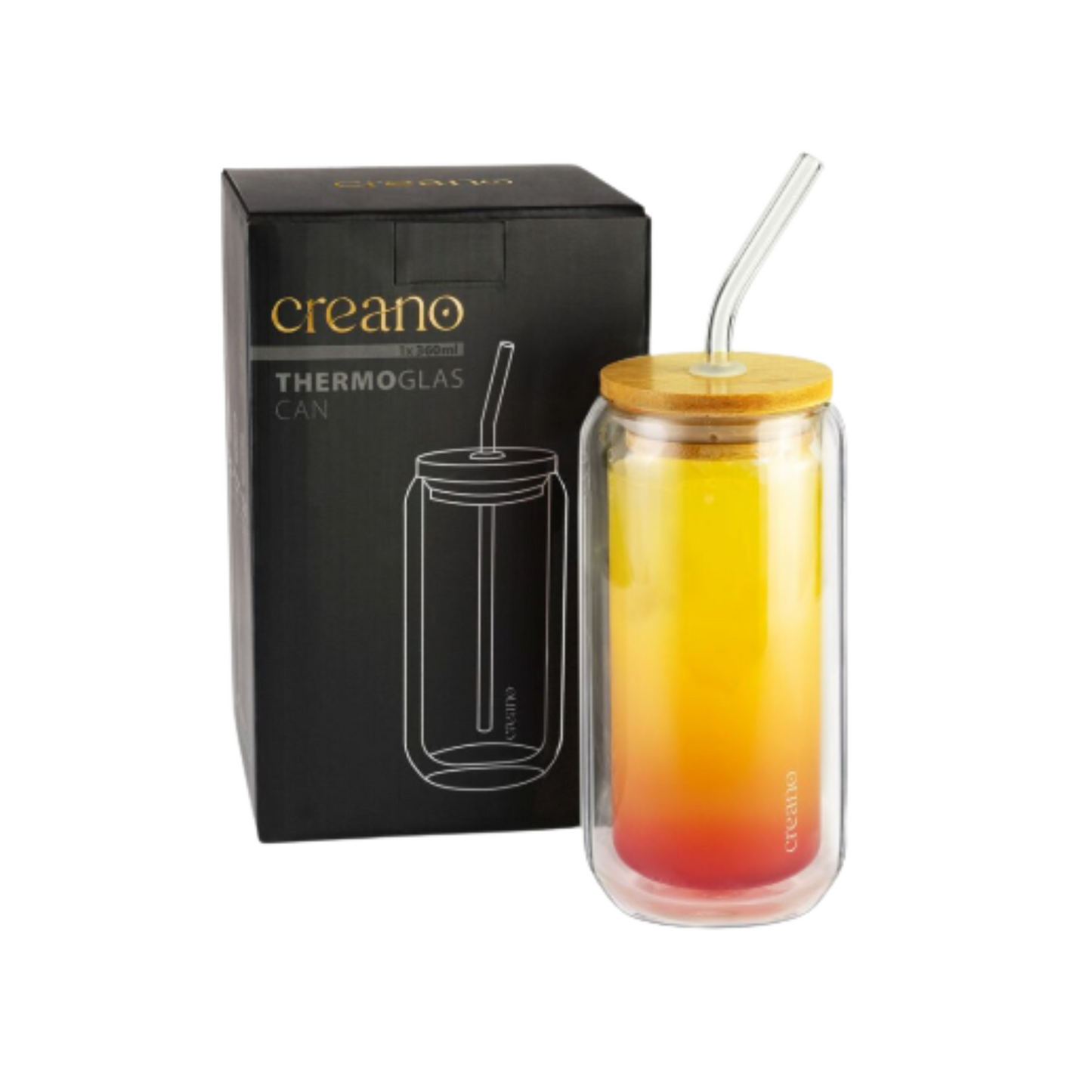 Verre à double paroi avec couvercle en bambou & paille 360ml
