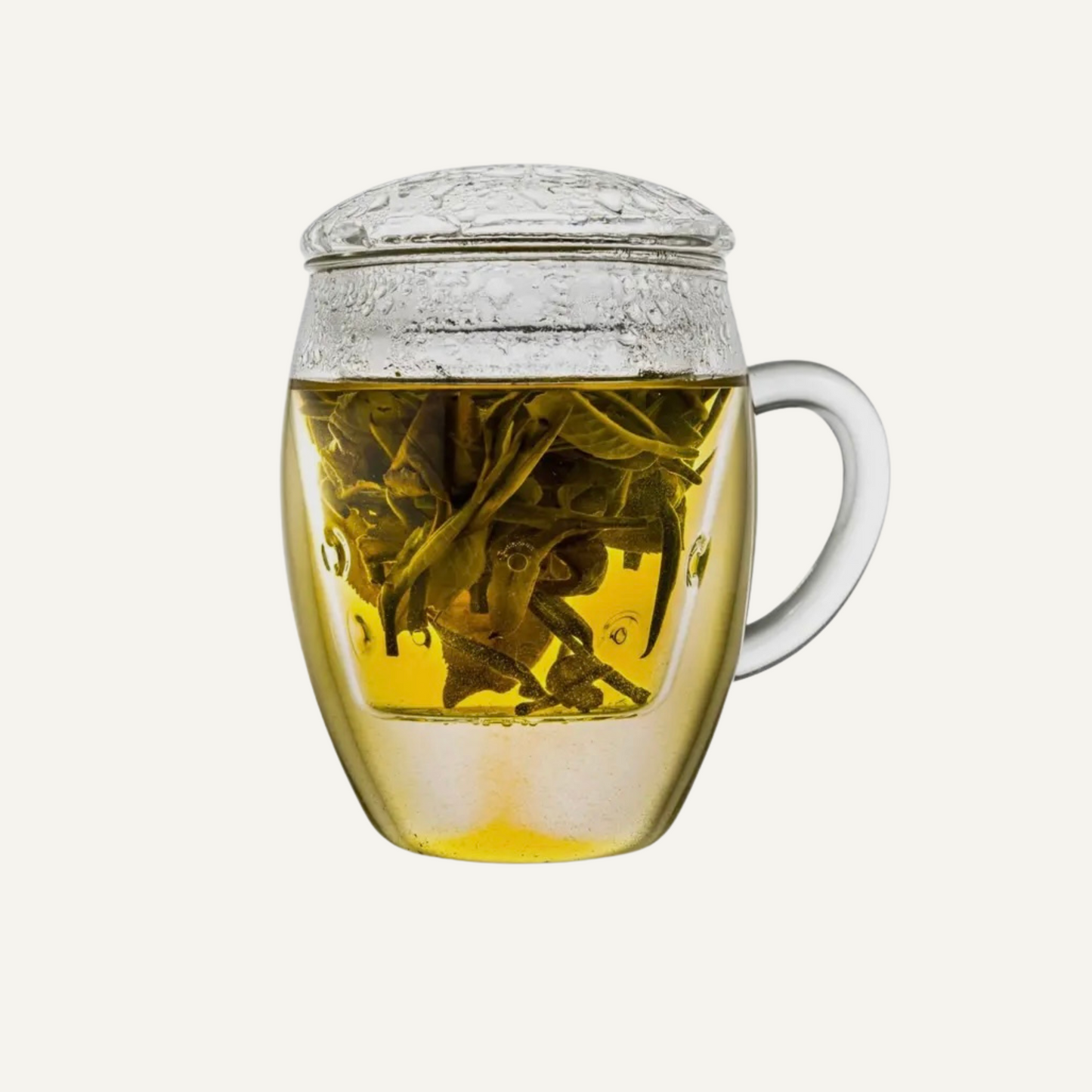 Verre à thé Creano tout en un, avec passoire et couvercle en verre, 400 ml, une théière idéale