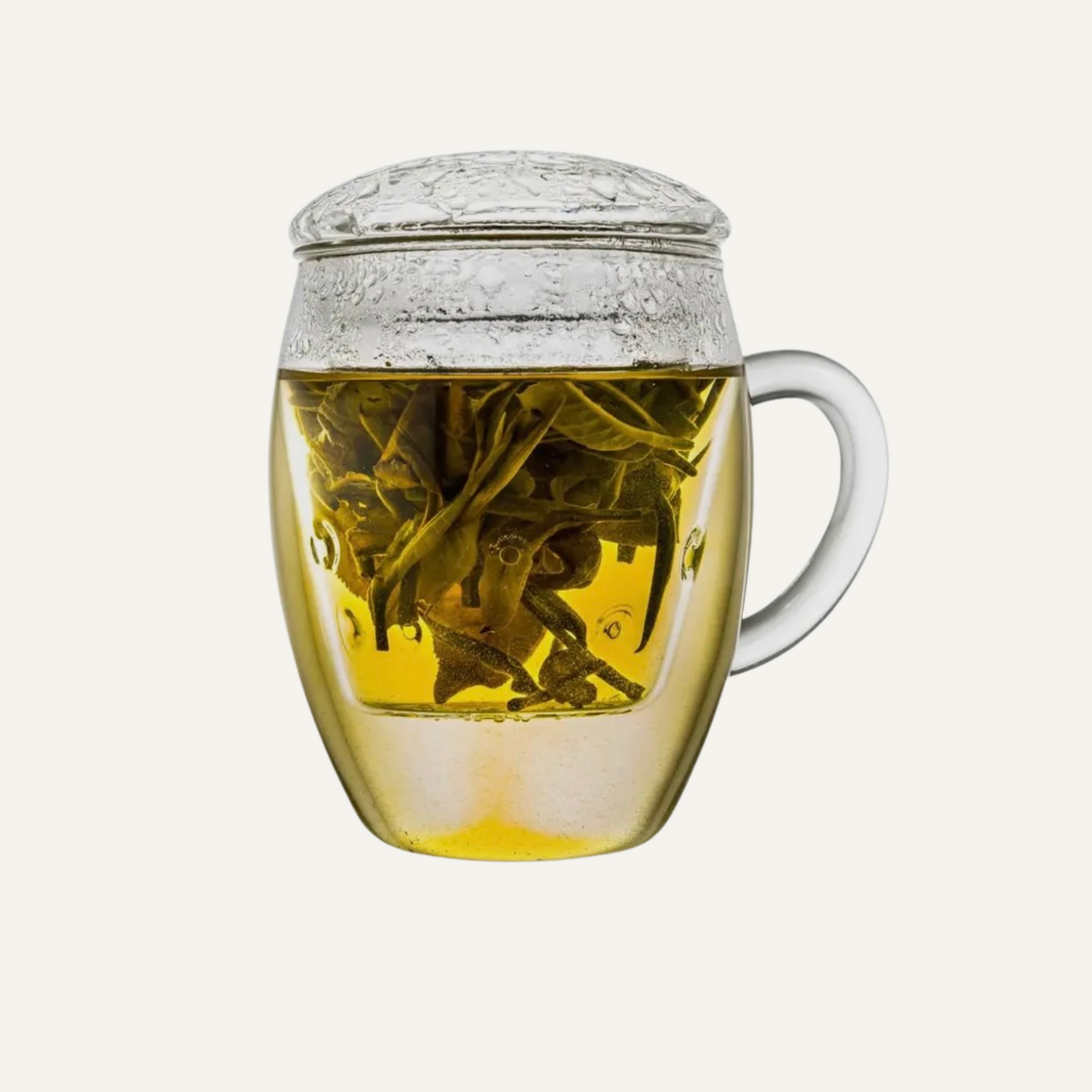 Verre à thé Creano tout en un, avec passoire et couvercle en verre, 400 ml, une théière idéale