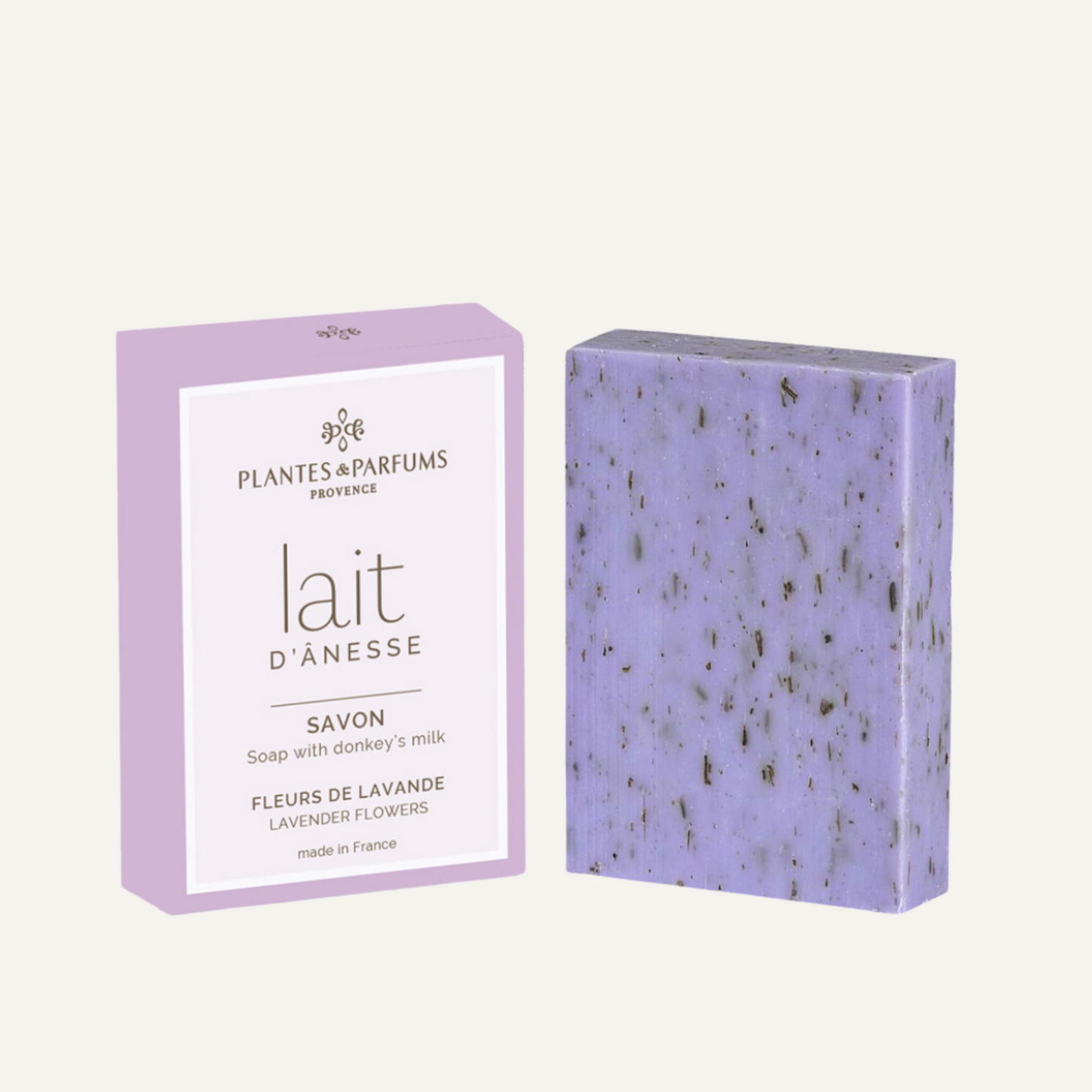 Savon exfoliant - Lait d'ânesse & fleurs de lavande - 100 g
