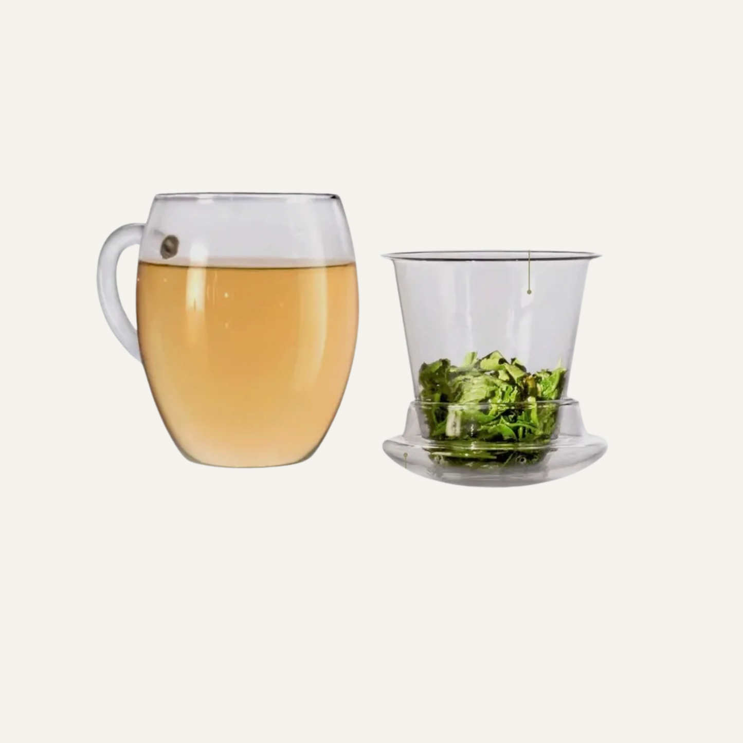 Verre à thé Creano tout en un, avec passoire et couvercle en verre, 400 ml, une théière idéale
