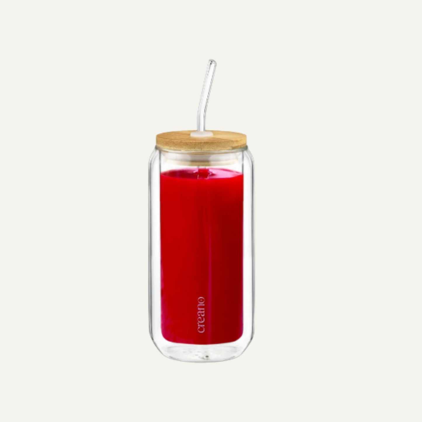 Verre à double paroi avec couvercle en bambou & paille 360ml