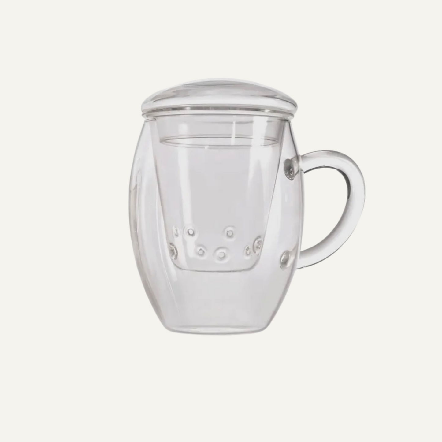 Verre à thé Creano tout en un, avec passoire et couvercle en verre, 400 ml, une théière idéale