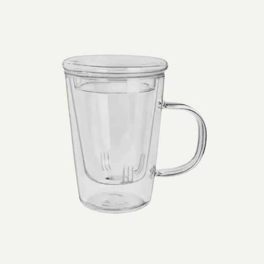 Verre à thé Creano tout en un, avec passoire et couvercle en verre, 450 ml