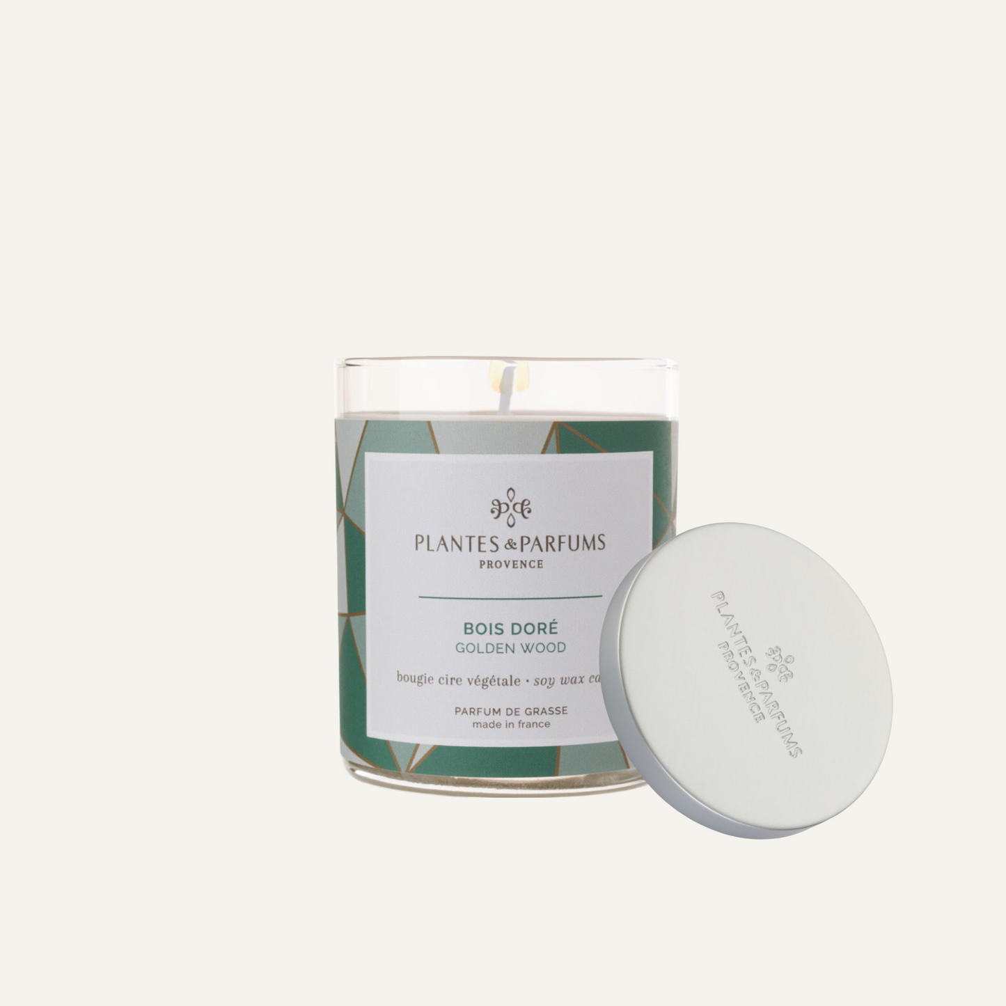 Bougie végétale parfumée - Bois doré - 180 g avec Capot