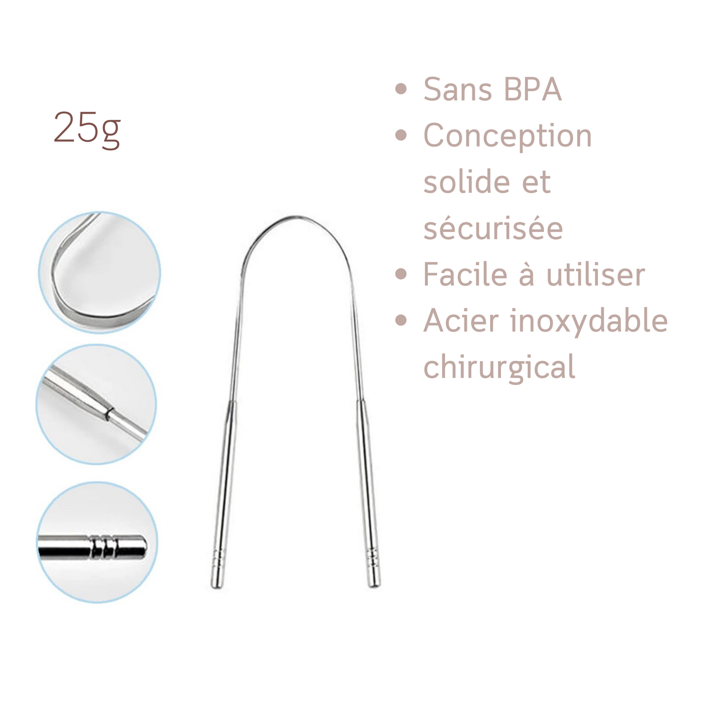 Gratte-Langue Compact en Acier Inoxydable - Lounessence