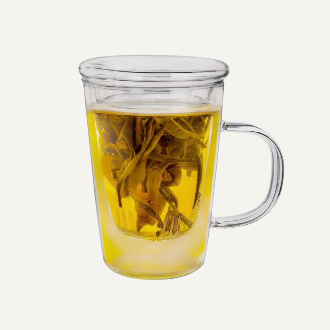 Verre à thé Creano tout en un, avec passoire et couvercle en verre, 450 ml
