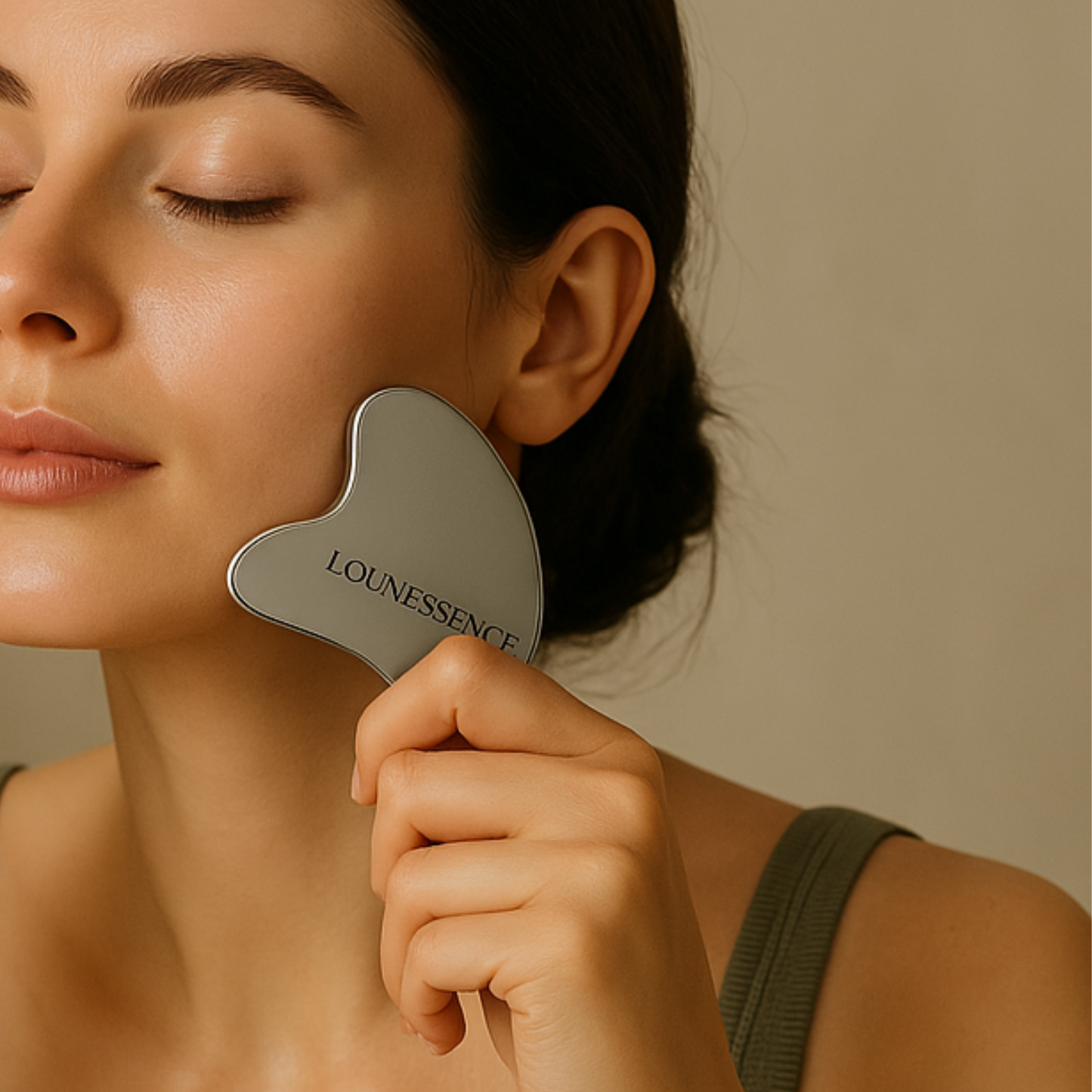 Gua Sha en Acier Inoxydable - visage et cou