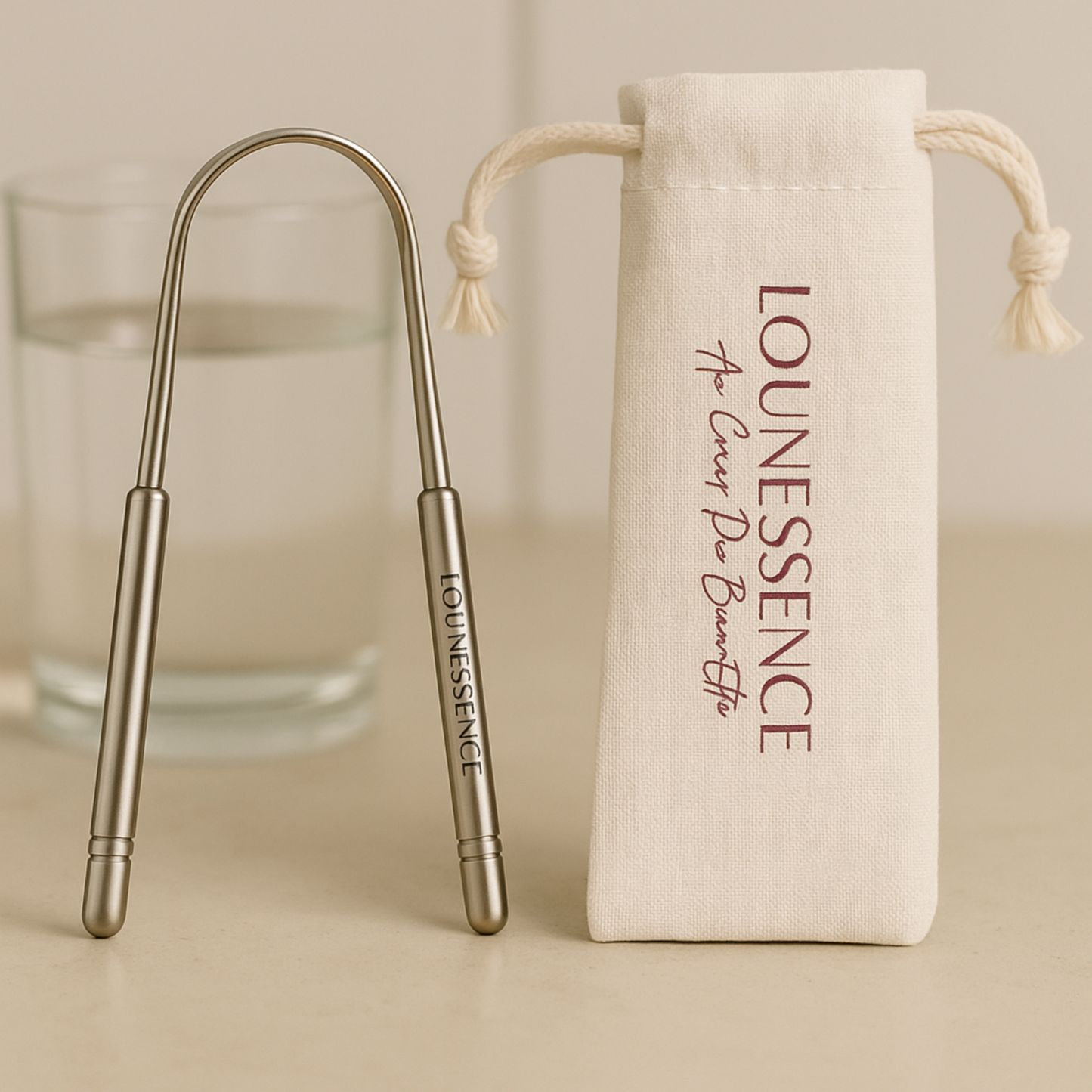 Gratte-Langue Compact en Acier Inoxydable - Lounessence