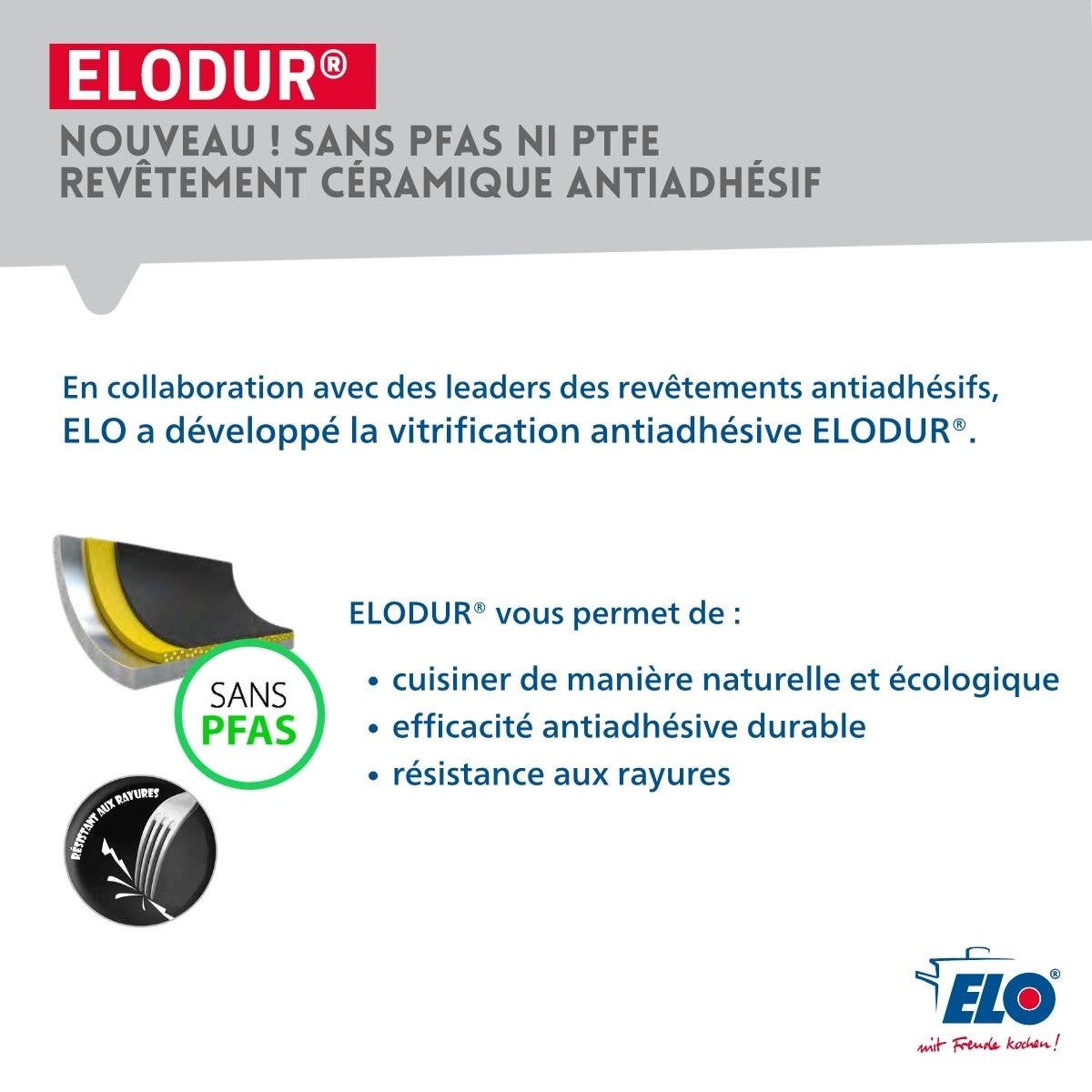 Set de 3 Poêles de cuisson avec revêtement céramique sans PFAS, 24 cm, 28 cm et 32 cm Elo Prima Cucina