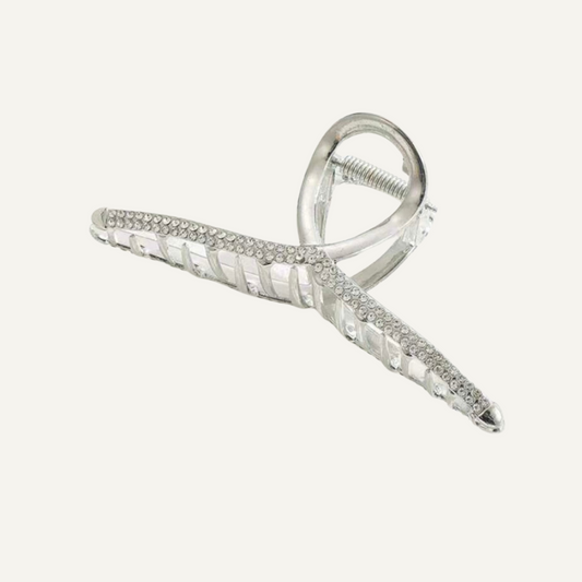 Pince cheveu argenté avec strass – Édition bijou